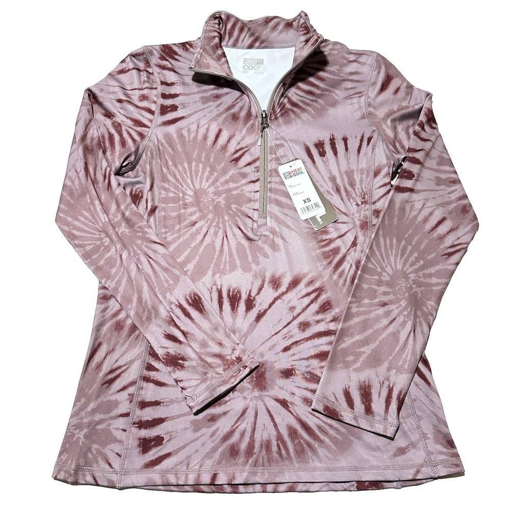 32 Degrees Cool Womens XS Quarter Zip Tie Dye Sunburst Long Sleeve Pullover Top